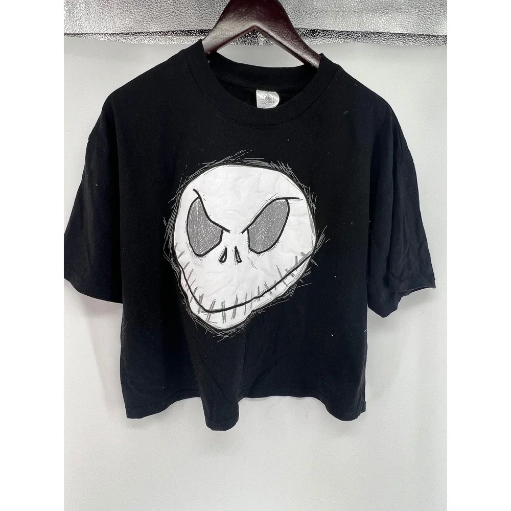 Disney Jack Skellington Nightmare Before Christmas Boxy Crop Graphic Tee Large